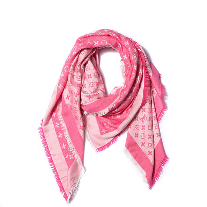 Louis Vuitton Silk Wool Monogram Denim Shawl Pivoine 3 of 6