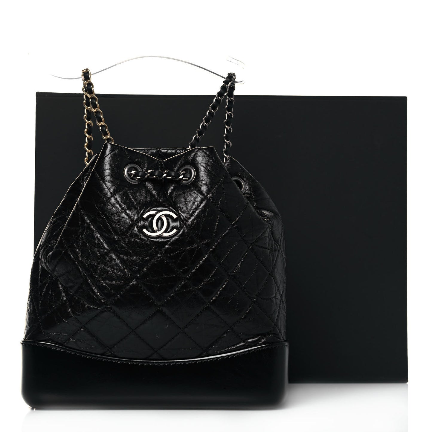 Aged Calfskin Quilted Small Gabrielle Backpack Black