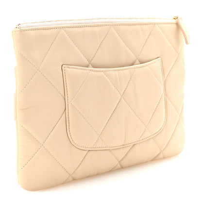 Chanel Shiny Goatskin Quilted Chanel 19 Pouch Beige 3 of 7