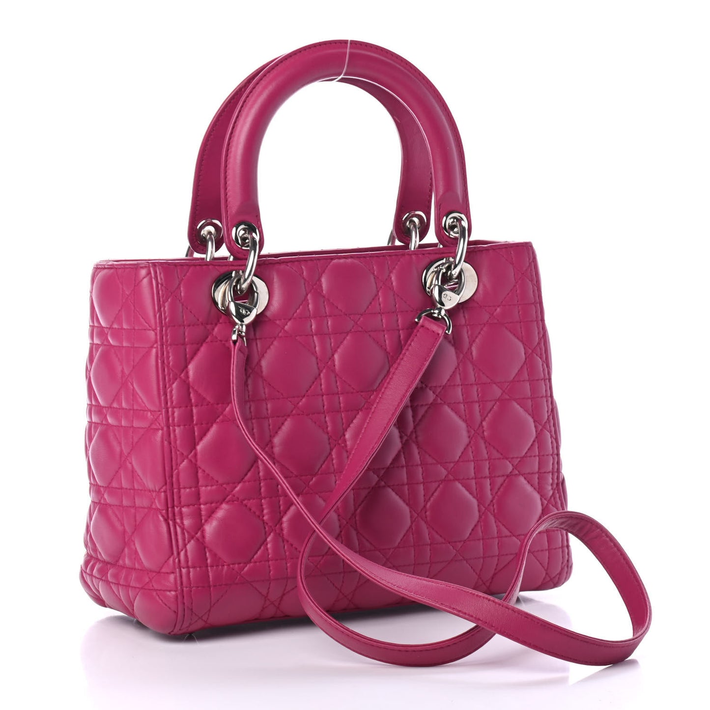 Lambskin Cannage Medium Lady Dior Fuchsia
