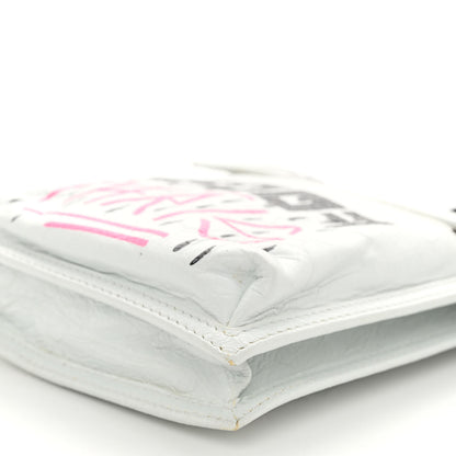 Balenciaga Agneau Arena Graffiti All Over Small Explorer Pouch with Strap White Multicolor 10 of 11
