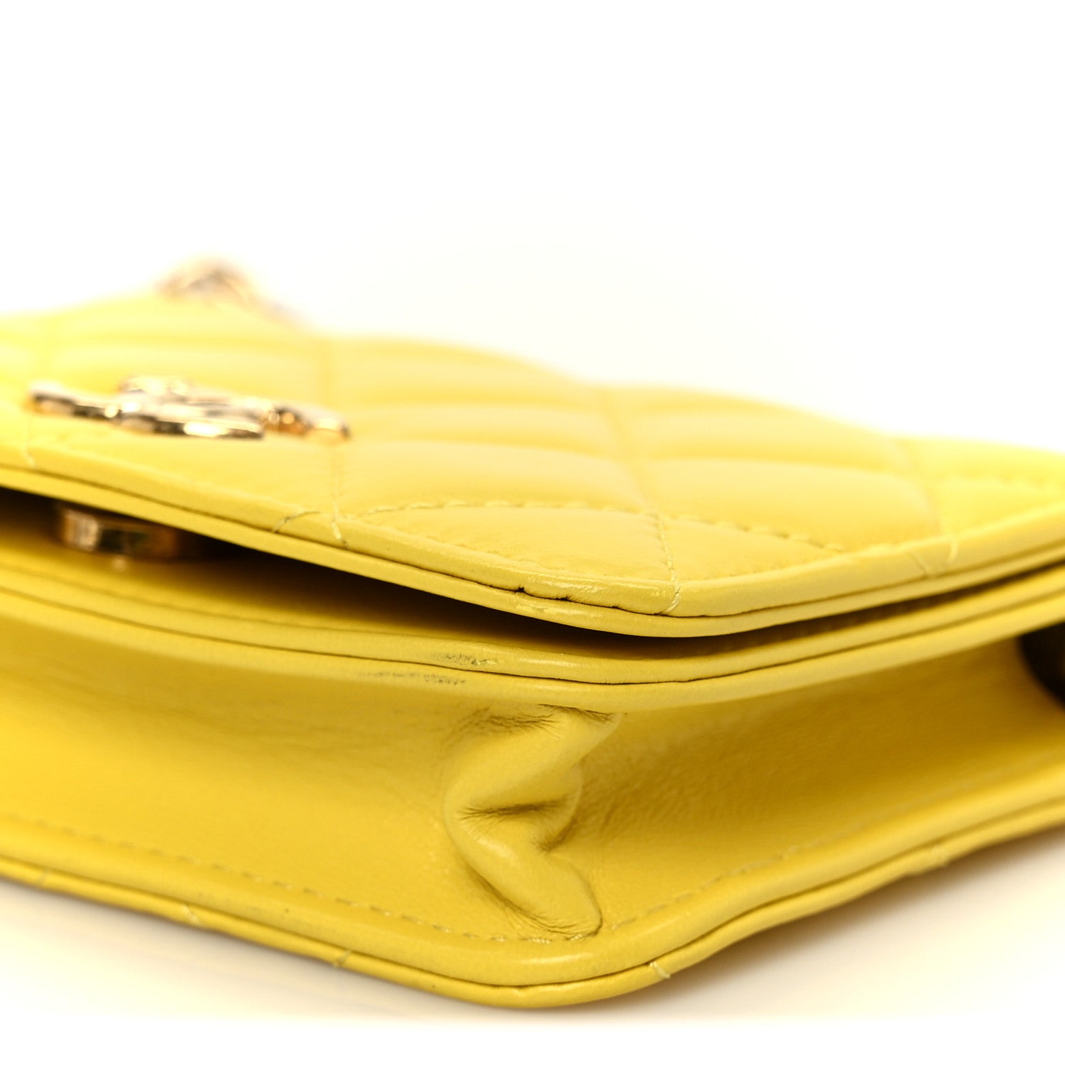 Chanel Lambskin Quilted Enamel Logo Flap Card Holder On Chain