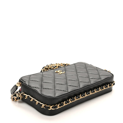 Chanel Lambskin Quilted Small Clutch With Chain Black 4 of 11