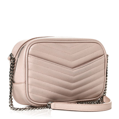 Saint Laurent Grain De Poudre Matelasse Monogram Mini Lou Camera Bag Marble Pink 3 of 12