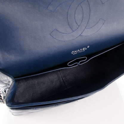 Chanel Patent Quilted Maxi Double Flap Navy Blue 6 of 9