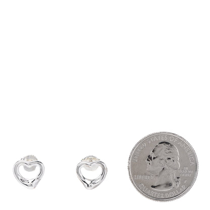 Tiffany Sterling Silver 11mm Elsa Peretti Open Heart Earrings 2 of 5