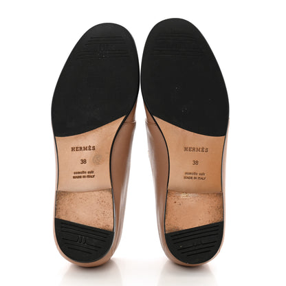 Hermes Goatskin Womens Ancora Moccasin Loafers 38 Beige Argile 6 of 13