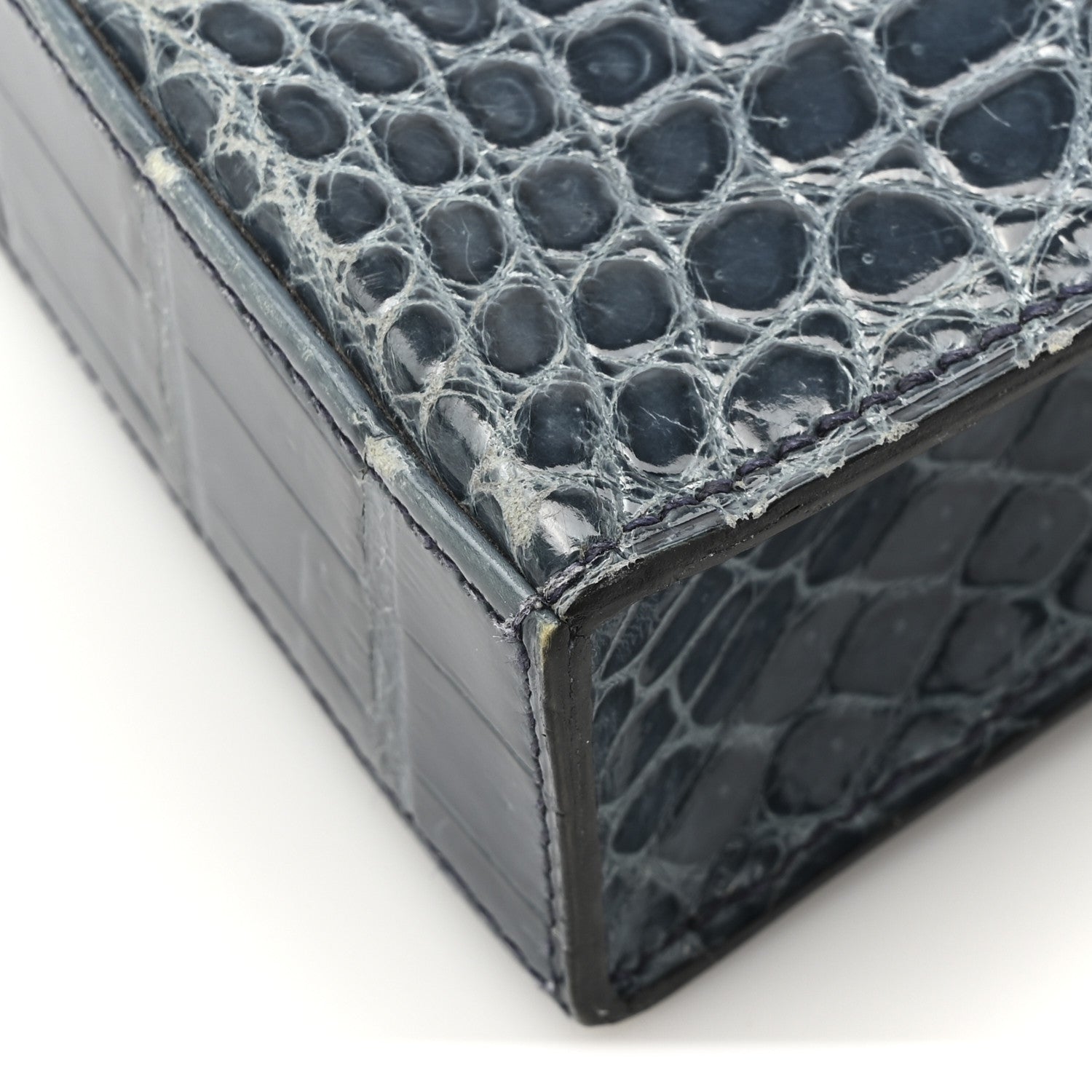 Hermes Shiny Niloticus Crocodile Kelly Elan Pochette Bleu Tempete 11 of 14