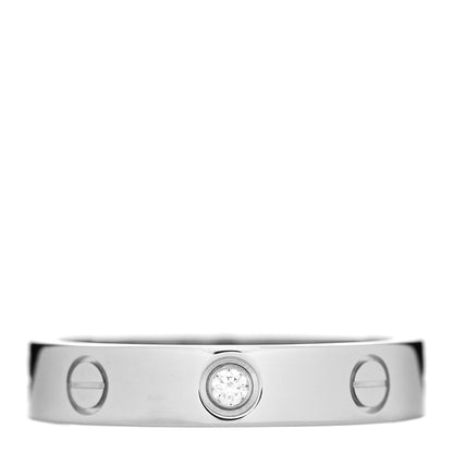 Cartier 18K White Gold Diamond 4mm LOVE Wedding Band Ring 53 6.5 1 of 5