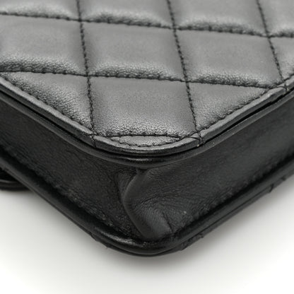 Chanel Lambskin Quilted Top Handle Flap Coin Purse With Chain Black 12 of 15