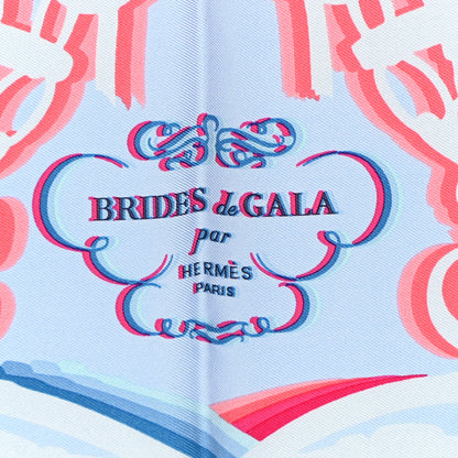 Hermes Silk Brides De Gala Shadow Scarf 45 Bleu Ciel Rose Vif 2 of 4