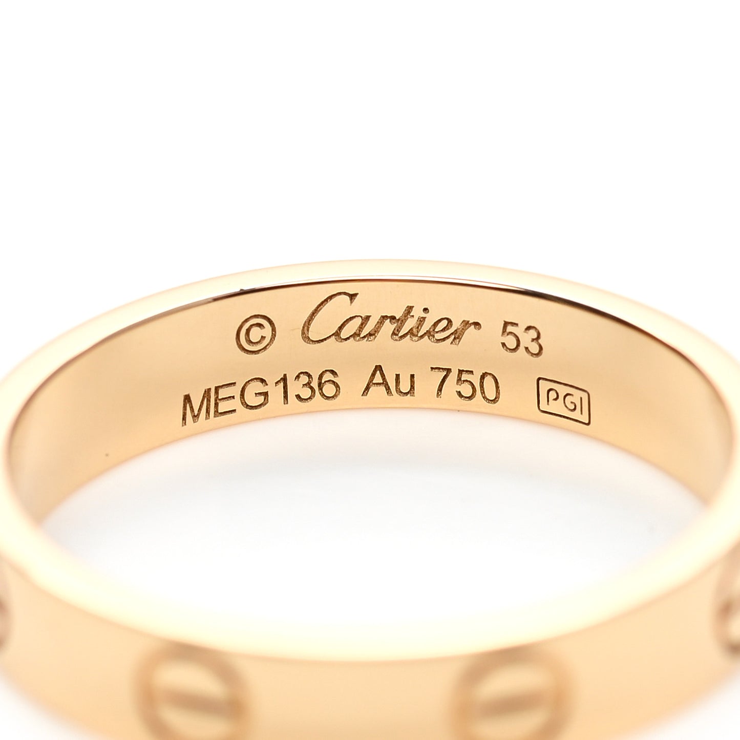 18K Yellow Gold 3.5mm LOVE Wedding Band Ring 53 6.5