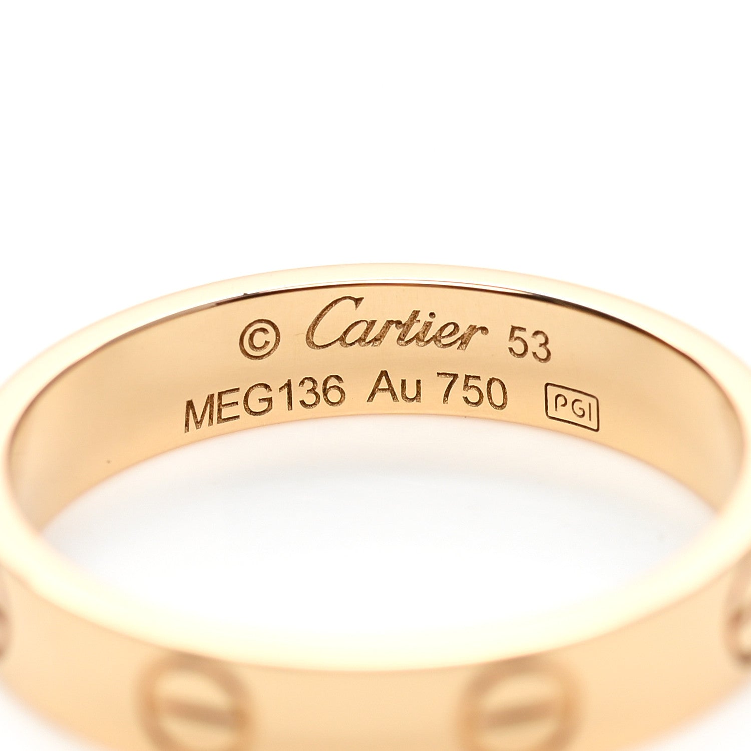 Cartier 18K Yellow Gold 3.5mm LOVE Wedding Band Ring 53 6.5 4 of 5