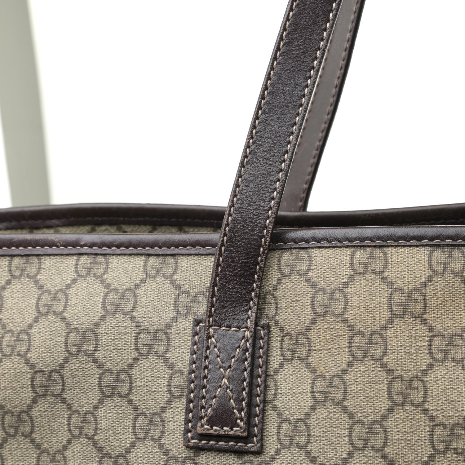 Gucci GG Supreme Monogram Large Zippered Shopping Tote Brown 15 of 19
