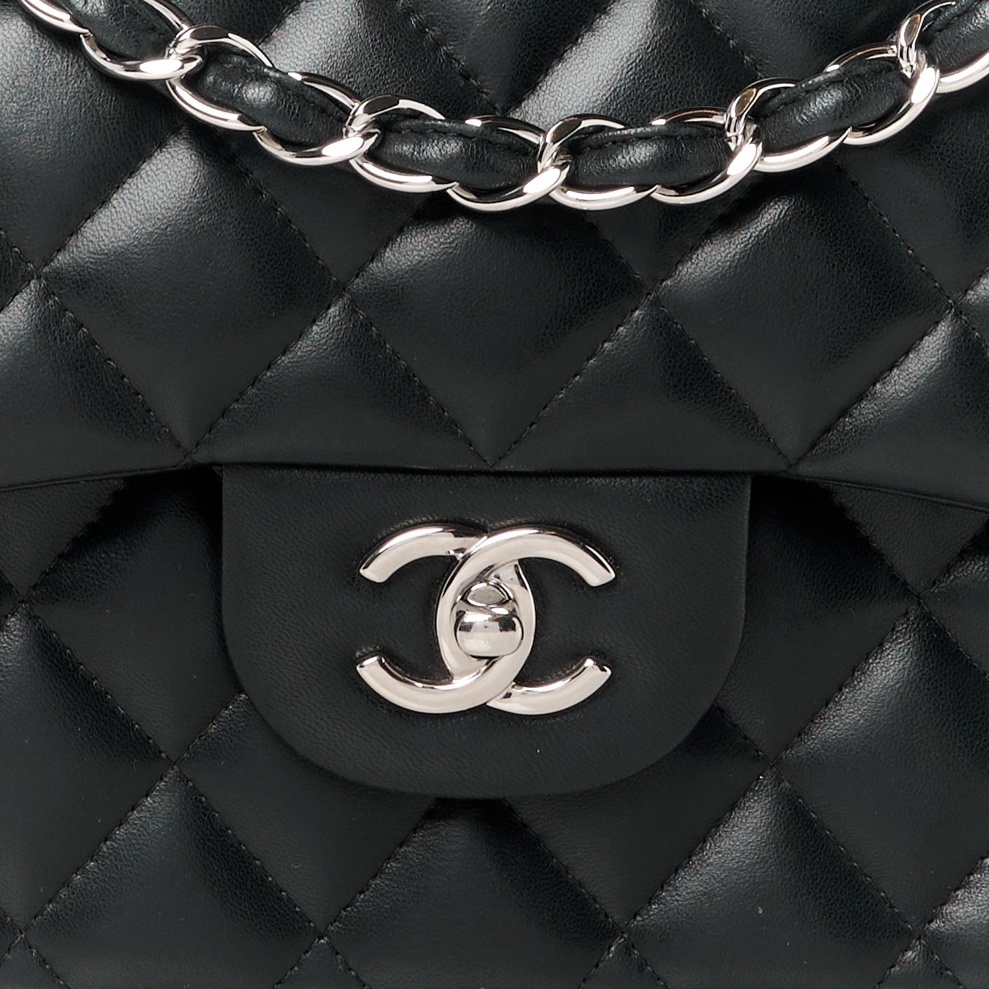 Lambskin Quilted Jumbo Double Flap Black