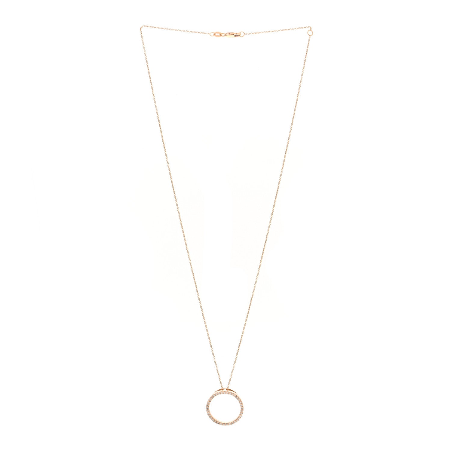 Roberto Coin 18K Rose Gold Diamond Circle Pendant Necklace 3 of 5