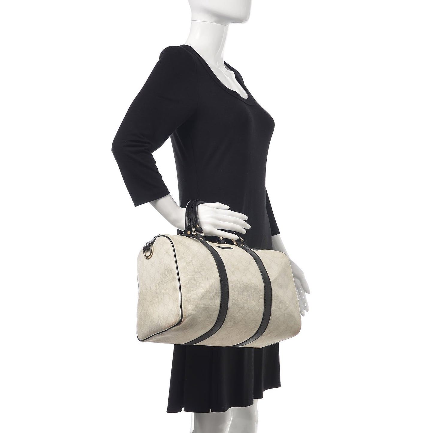 GG Plus Monogram Medium Joy Boston White Black