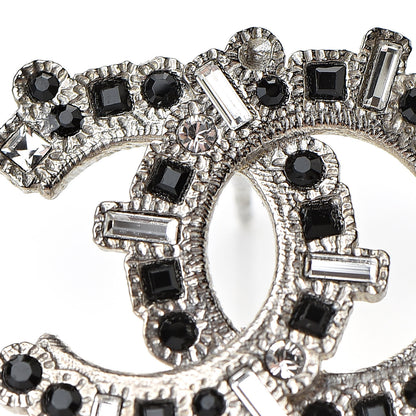 Chanel Baguette Crystal CC Earrings Silver Black 5 of 6