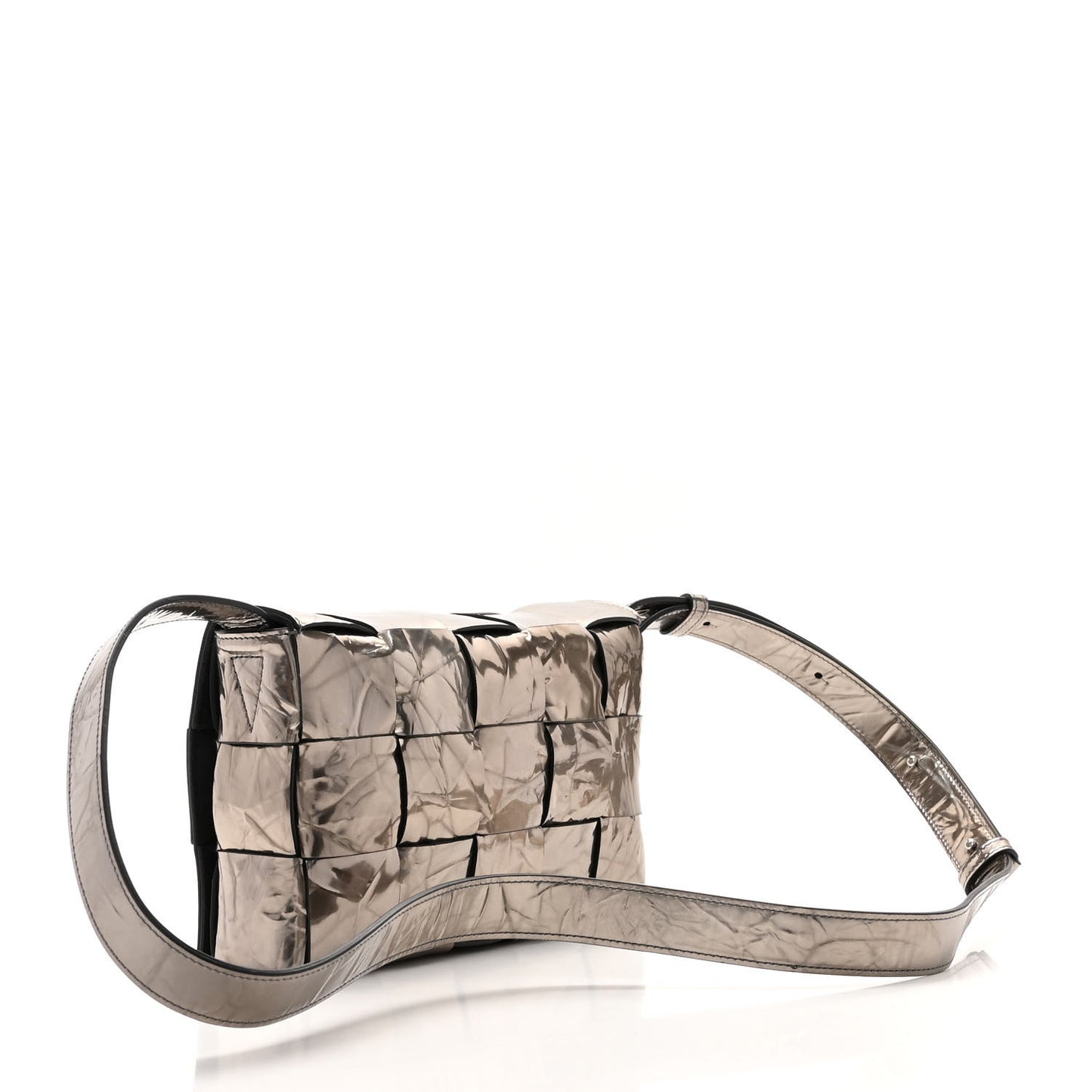 Metallic Crushed Calfskin Maxi Intrecciato Cassette Crossbody Bag Anchor