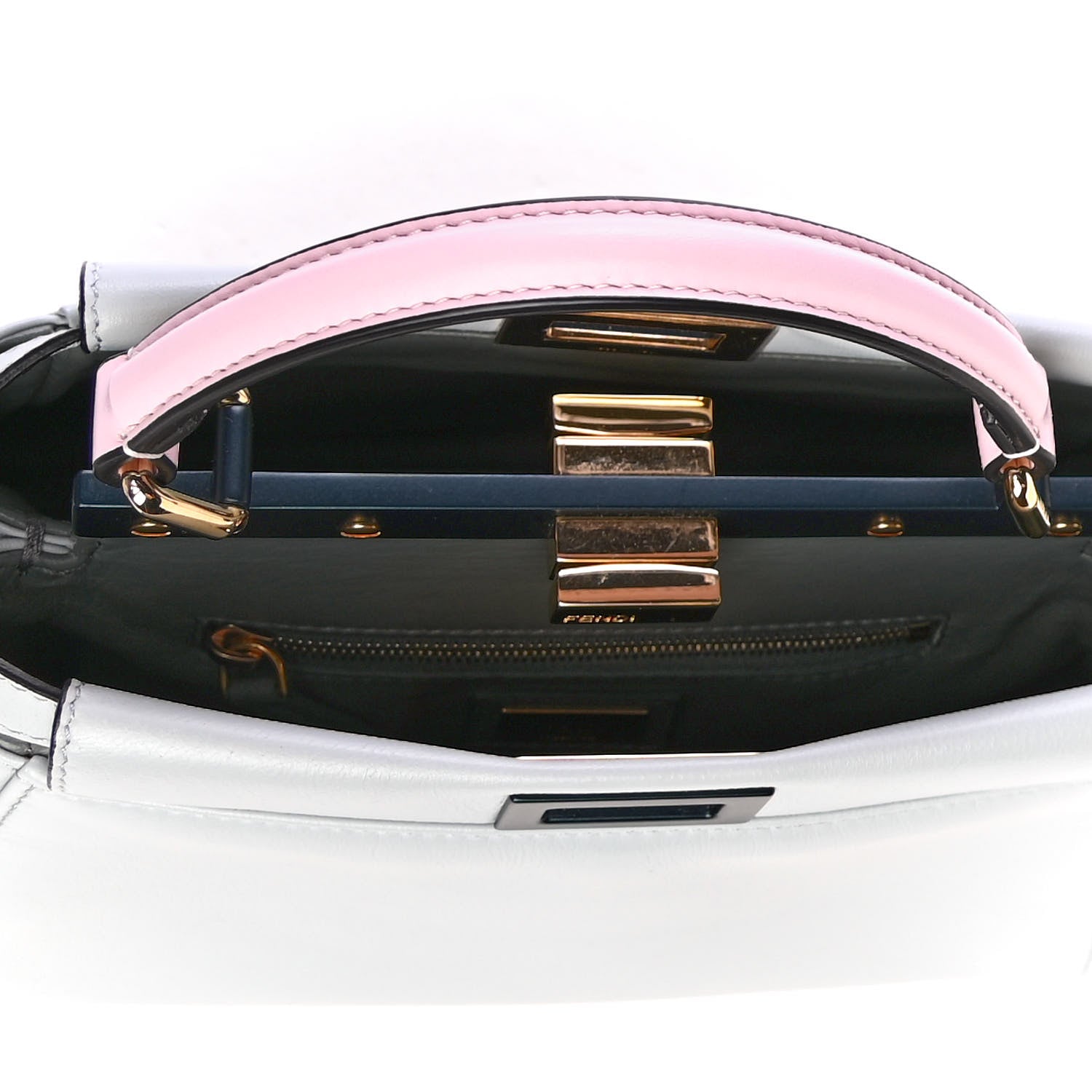 Fendi Nappa Colorblock Mini Peekaboo Iconic Satchel Grigio Perla Peonia Alga 5 of 5