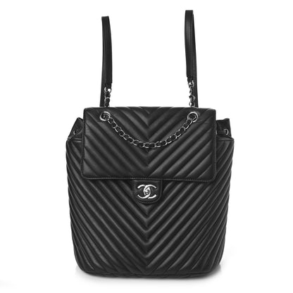 Chanel Calfskin Chevron Quilted Large Urban Spirit Backpack Black 1 of 9