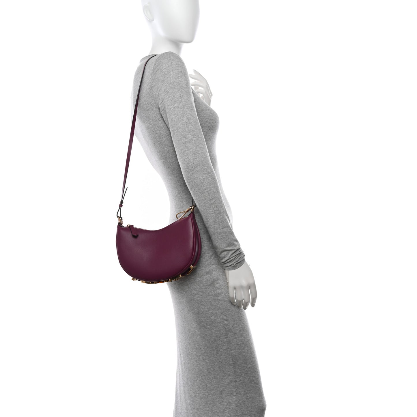 Vitello Grace Matte Mini Fendigraphy Hobo Bag Rosso Roma