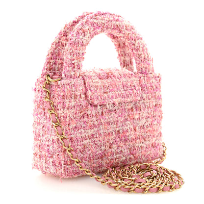 Chanel Tweed Quilted Mini Nano Kelly Shopper Pink 3 of 11