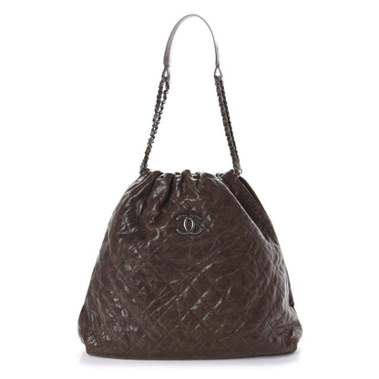 Chanel Distressed Glazed Caviar Quilted Large Elastic Tote Brown 1 of 10