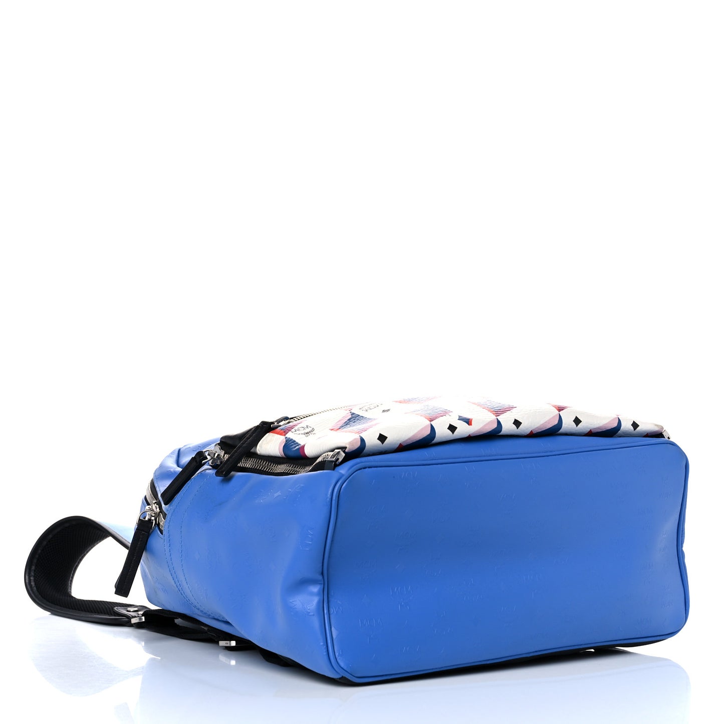 Calfskin Visetos Diamond Print Backpack Blue