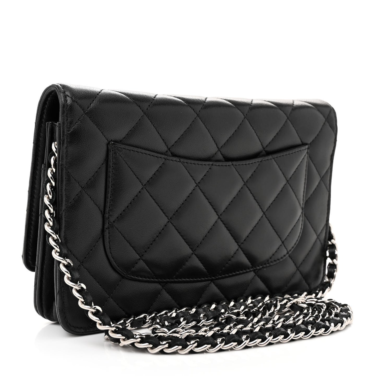Lambskin Quilted Wallet On Chain WOC Black