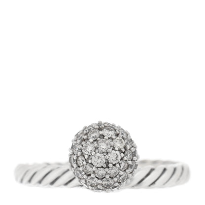 David Yurman Sterling Silver Pave Diamond 8mm Element Ball Ring 52 6 1 of 4