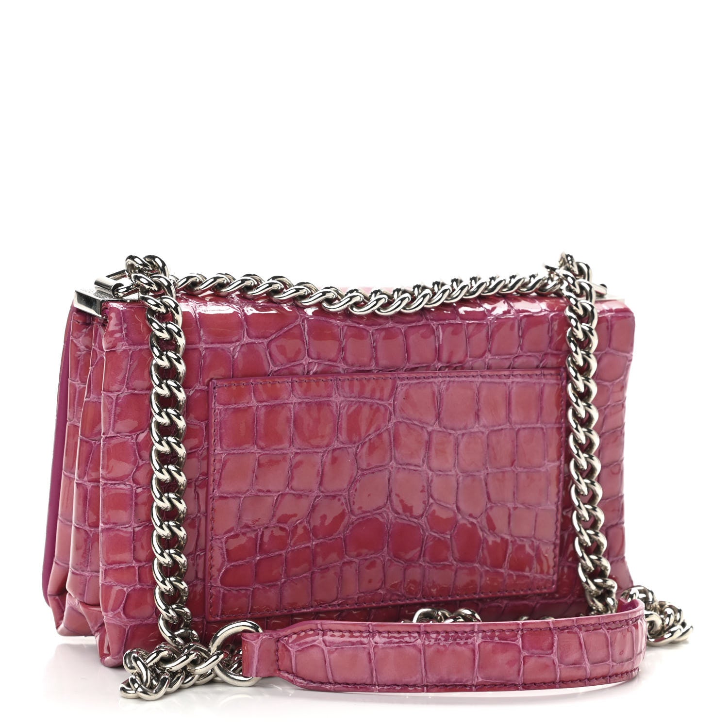 Versace Croc Stamped Patent Palazzo Sultan Shoulder Bag Praire Pink 3 of 10