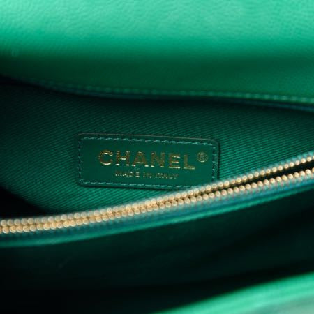 Caviar Quilted Small Coco Handle Flap Green