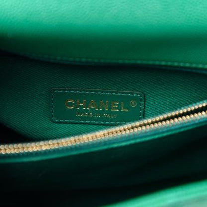 Chanel Caviar Quilted Small Coco Handle Flap Green 8 of 11