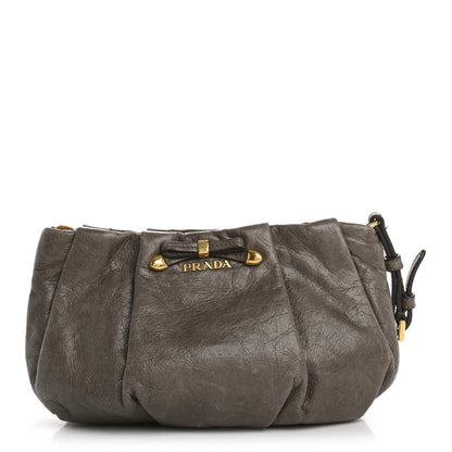 Prada Vitello Shine Mordore Wristlet Clutch Argilla 1 of 13