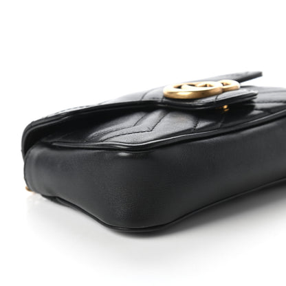 Gucci Calfskin Matelasse Super Mini GG Marmont Shoulder Bag Black 6 of 11