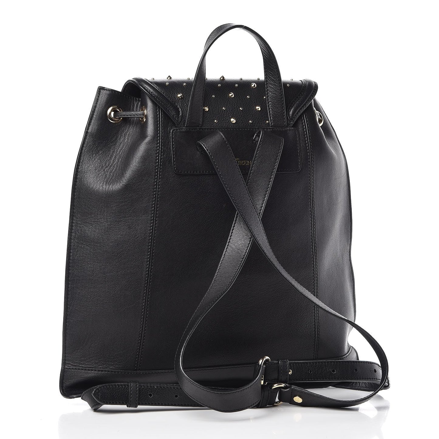 Calfskin Studded Padlock Backpack Black