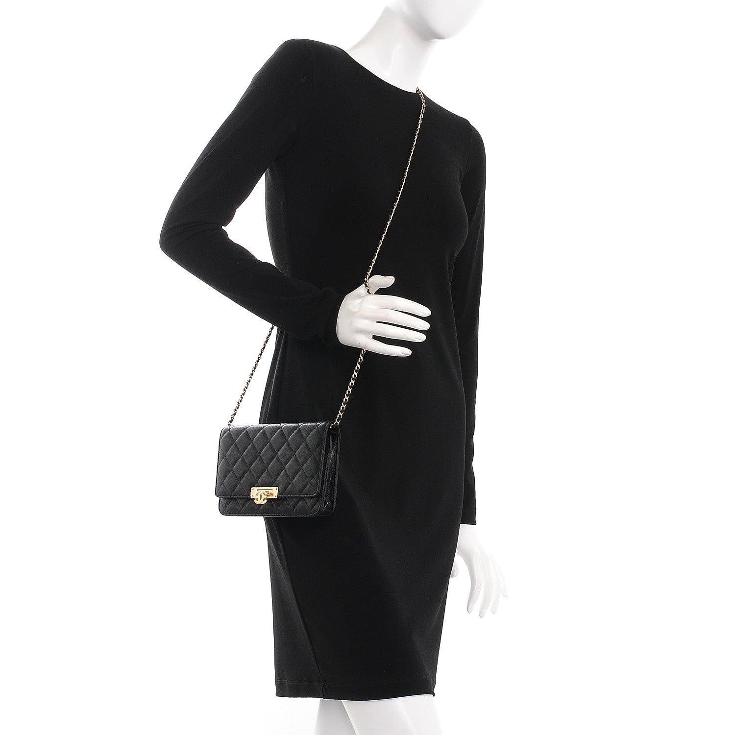 Chanel Caviar Quilted Golden Class Wallet On Chain WOC Black 2 of 9
