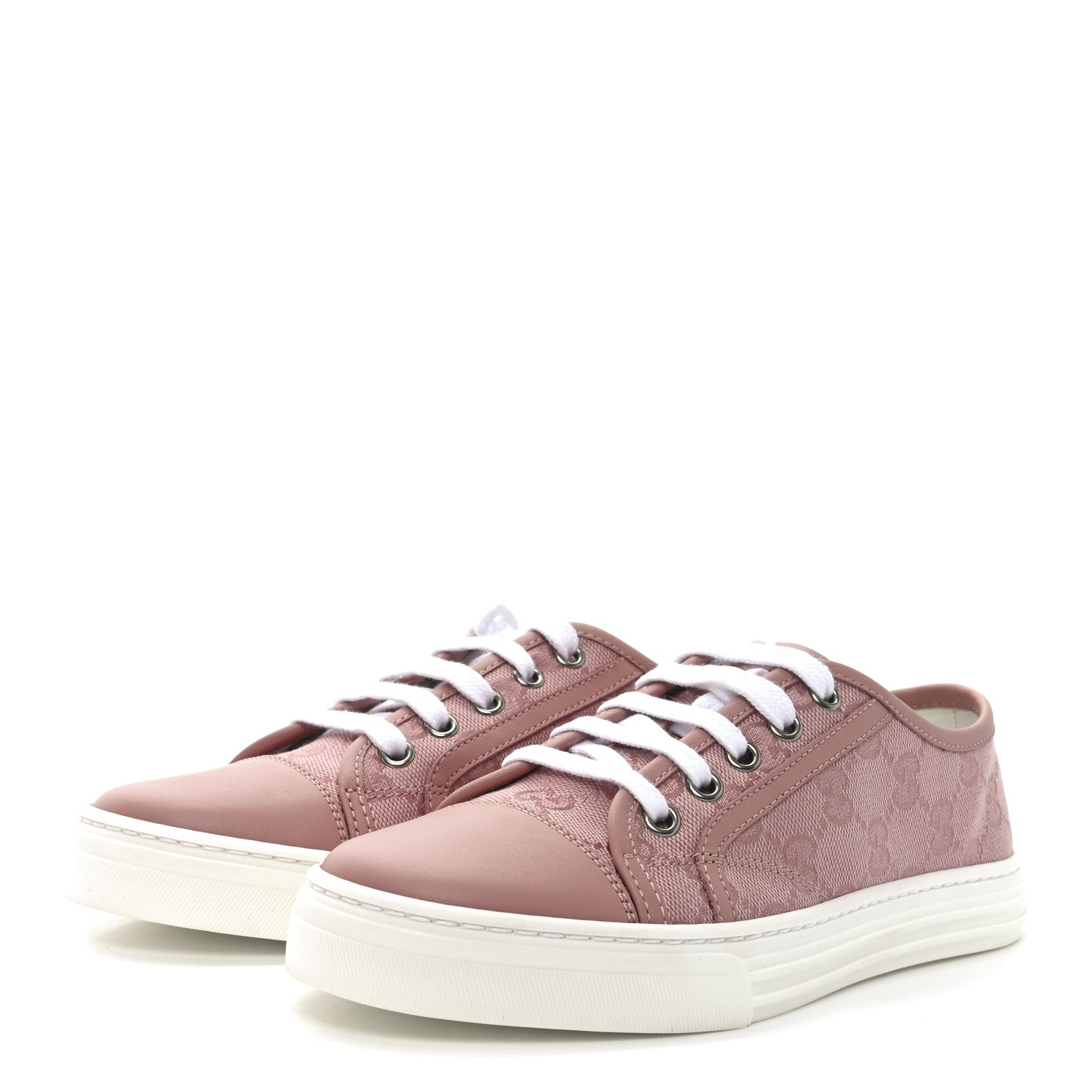 Gucci GG Monogram Calfskin Womens Low Top Sneakers 35 Pink Soft Pink 4 of 9