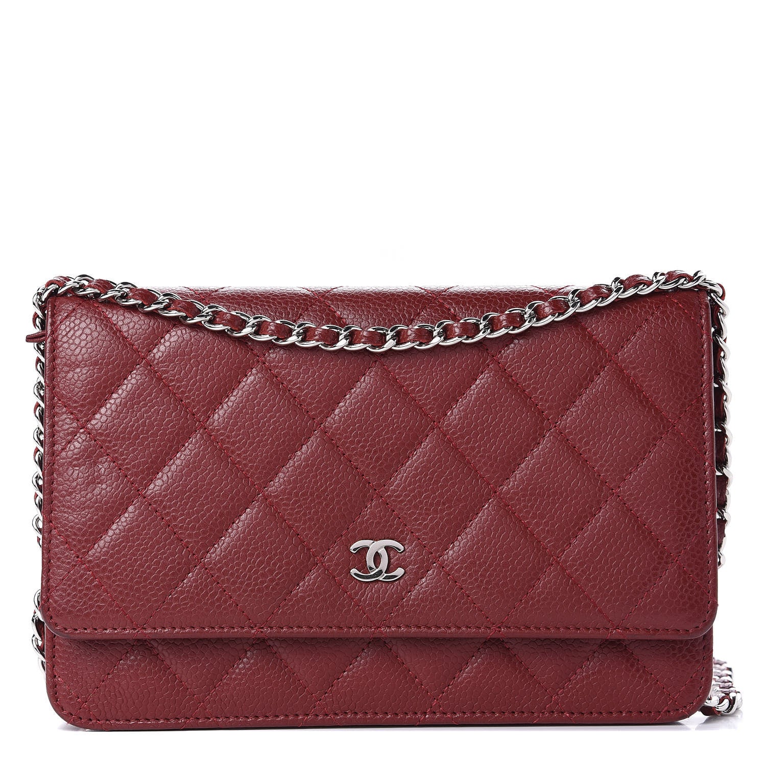 Chanel Caviar Quilted Wallet On Chain WOC Red 1 of 10