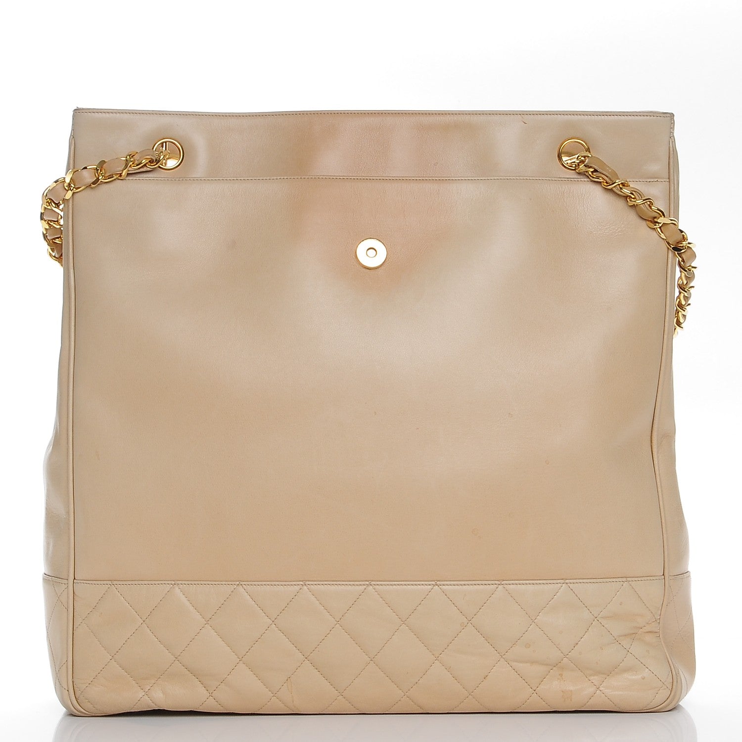 Chanel Lambskin Quilted Tote Beige 10 of 12
