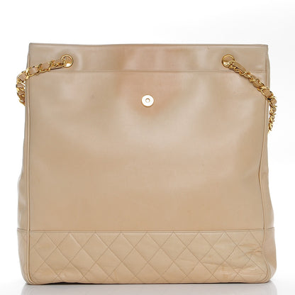 Chanel Lambskin Quilted Tote Beige 10 of 12