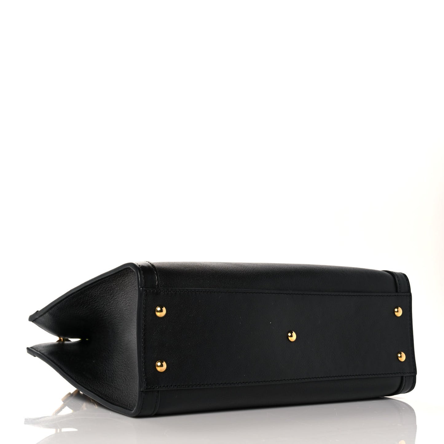 Calfskin Small Diana Tote Bag Black Yellow Fluo