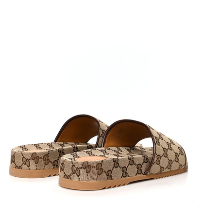 Gucci Canvas GG Monogram Mens Slide Sandals 9 Beige 4 of 9