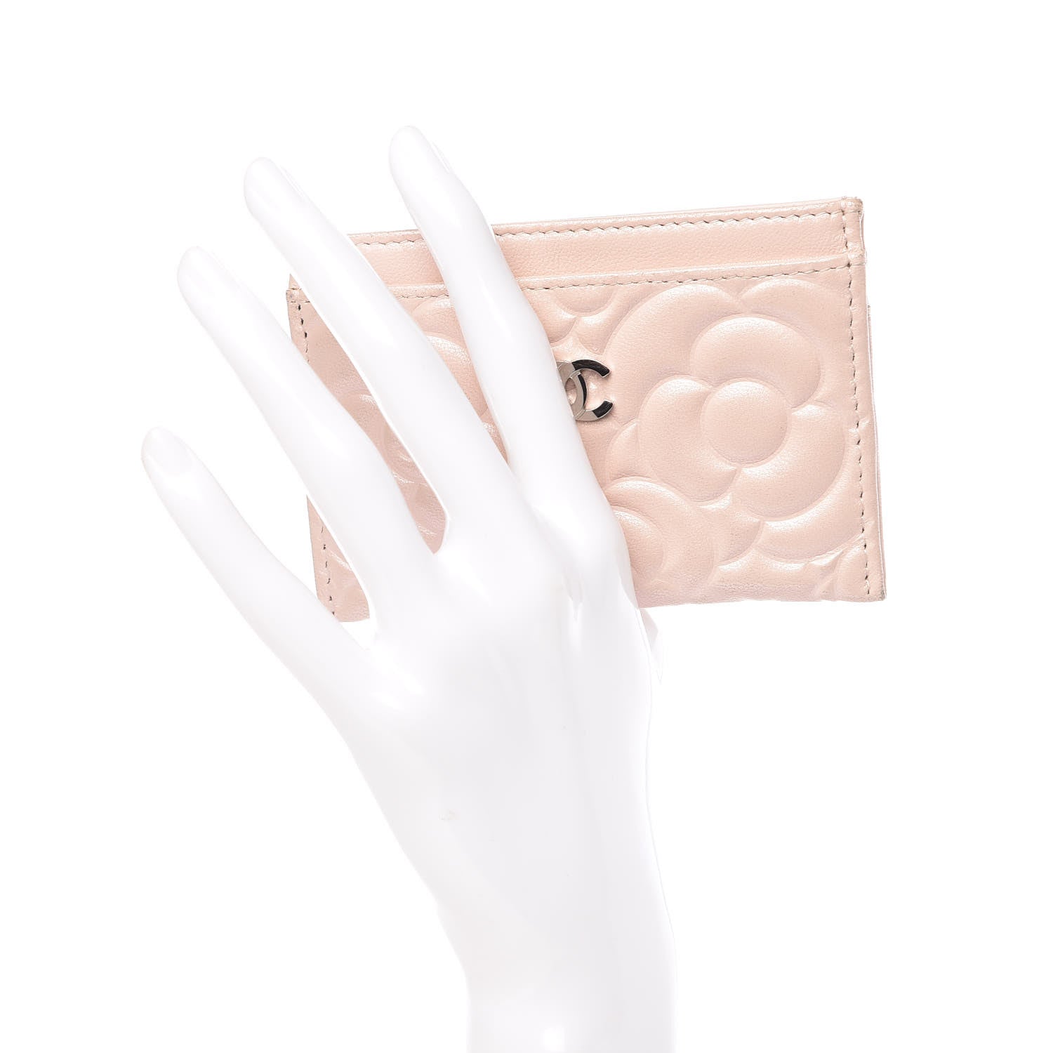 Chanel Lambskin Camellia Embossed Card Holder Pink 2 of 10