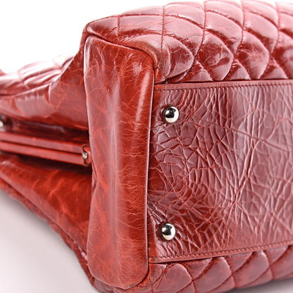 Chanel Glazed Calfskin Quilted Large Just Mademoiselle Bowling Bag Red 8 of 10