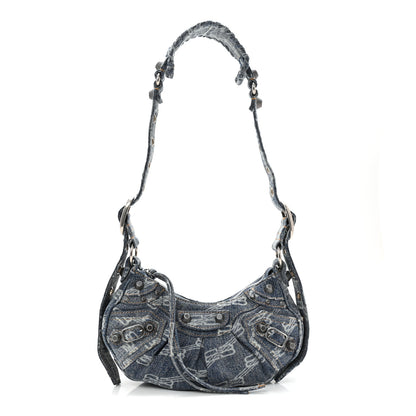Balenciaga Denim BB Monogram Le Cagole Shoulder Bag XS Blue 1 of 11