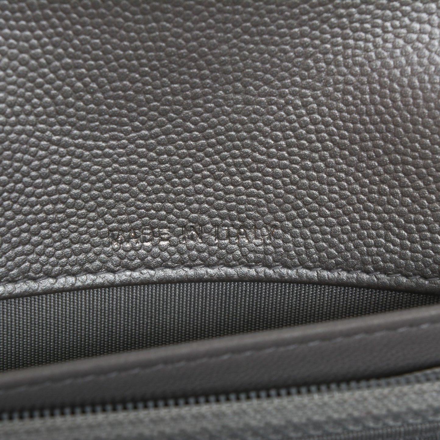 Metallic Caviar Chevron Quilted Boy Wallet On Removable Chain WOC Silver