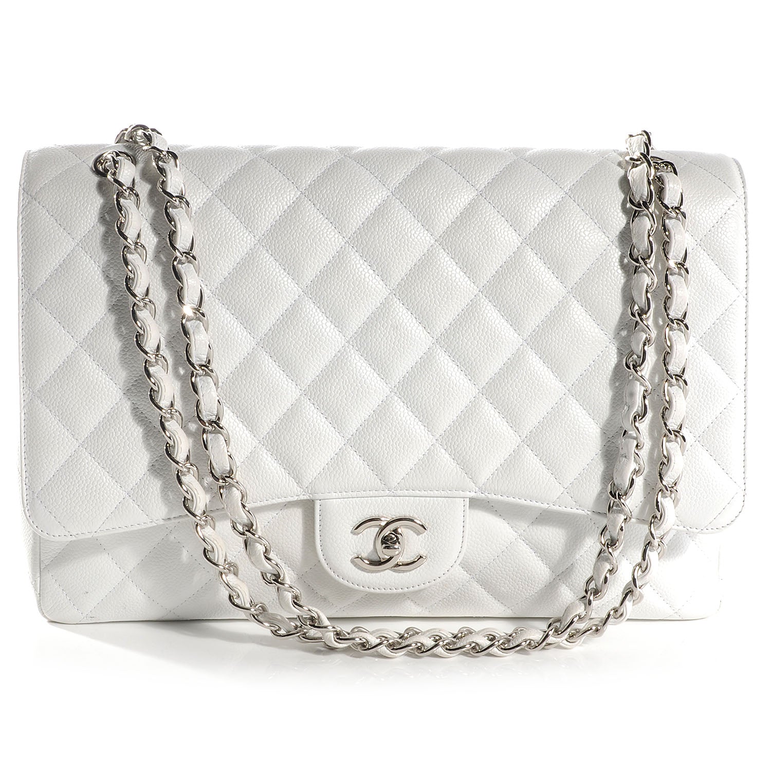 Chanel Caviar Maxi Single Flap White 1 of 8