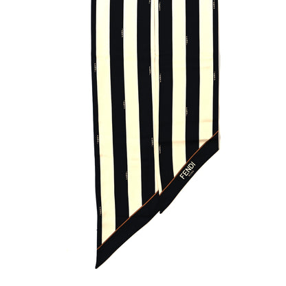 Fendi Silk Wrappy Striped Scarf Black White 2 of 4